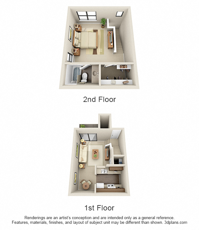 Floor plan for 1 bed, 1 bath, 726 sqft